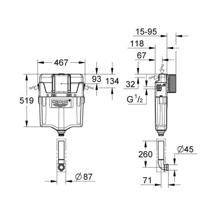 GROHE 38661000 - Nuleidimo bakelis GD 2, poliruotas chromas