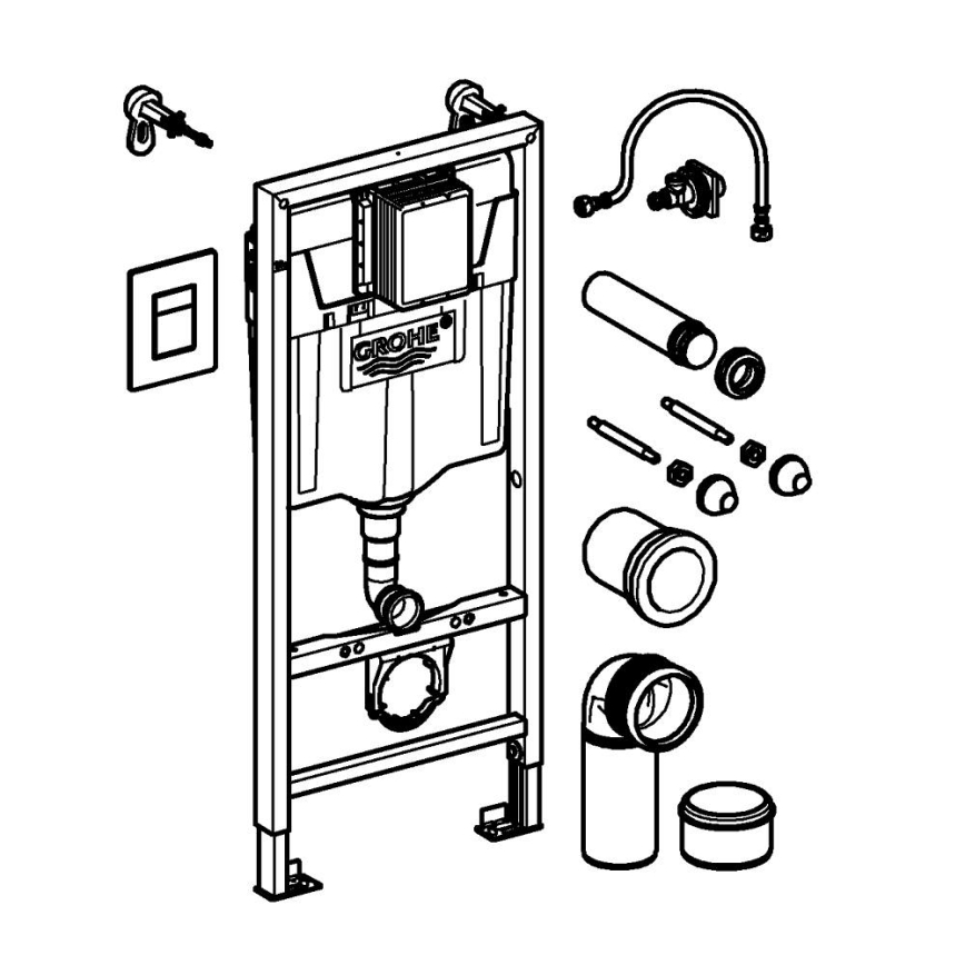GROHE 38811KF0 - 3 viename WC komplektas SOLIDO 1,13 m juodas