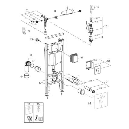 GROHE 38839000 - 3 viename WC RAPID SL komplektas 1,13 m