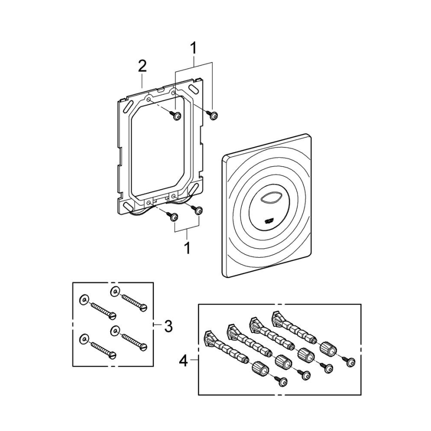 GROHE 38861000 - Valdymo mygtukas SURF 156 × 197 mm blizgus chromas