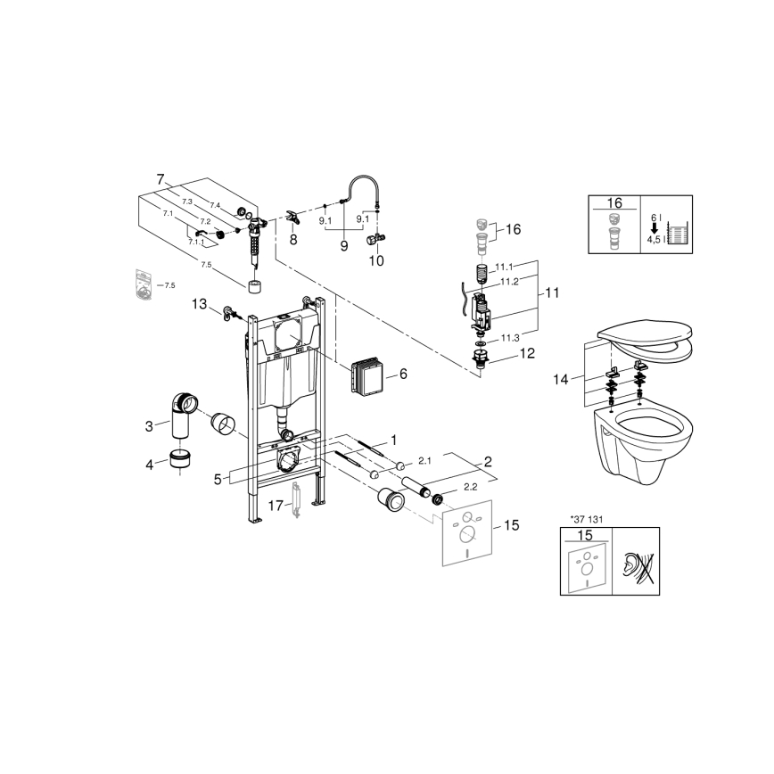 GROHE 39116000 - 4 viename komplektas su SOLIDO COMPACT keramika, 1,13 m