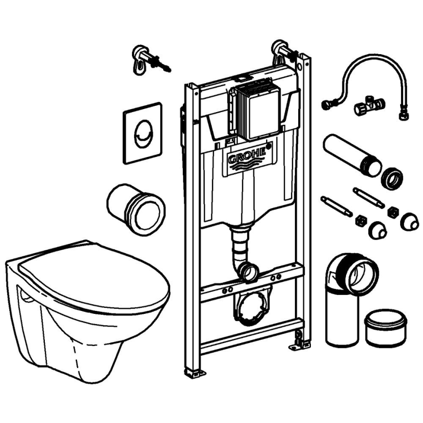 GROHE 39116000 - 4 viename komplektas su SOLIDO COMPACT keramika, 1,13 m