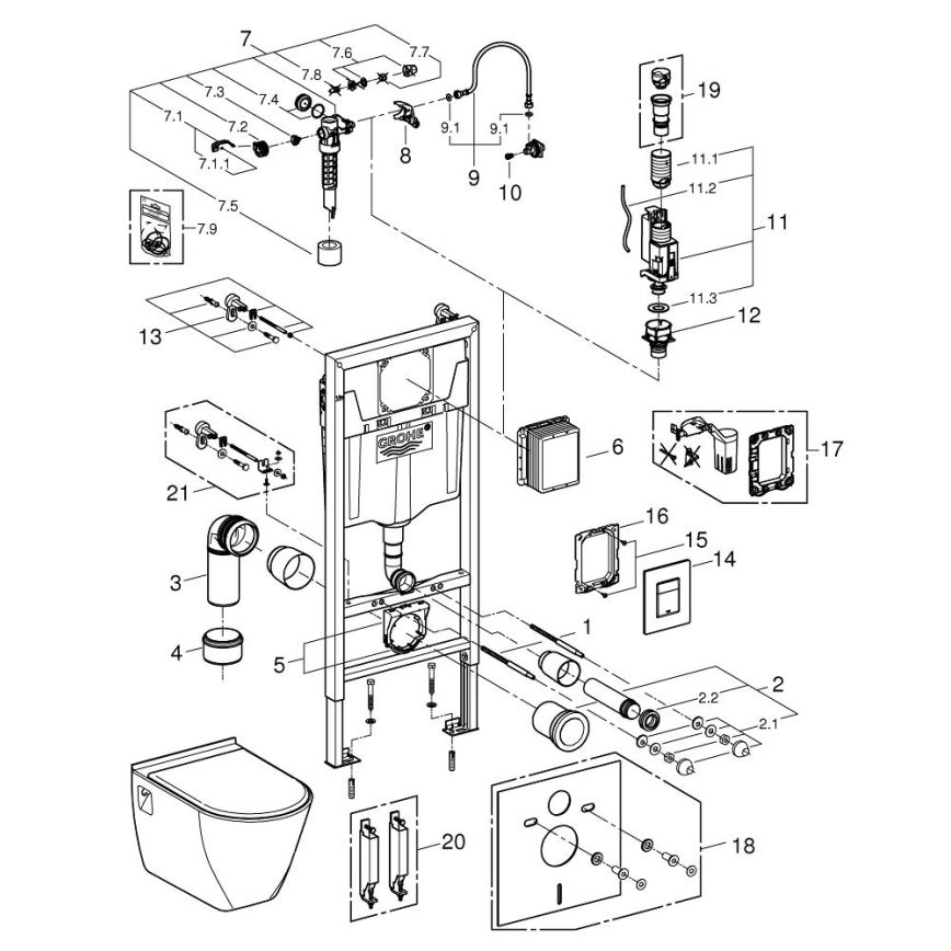 GROHE 39186000 - SOLIDO 1,13 m priešsieninis montavimo komplektas, balta