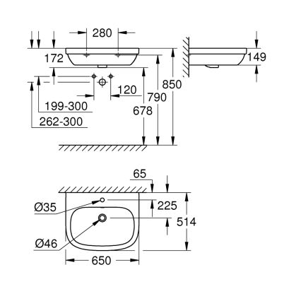 GROHE 39323000 - Praustuvė EURO CERAMIC 650 × 514 mm keramika/balta