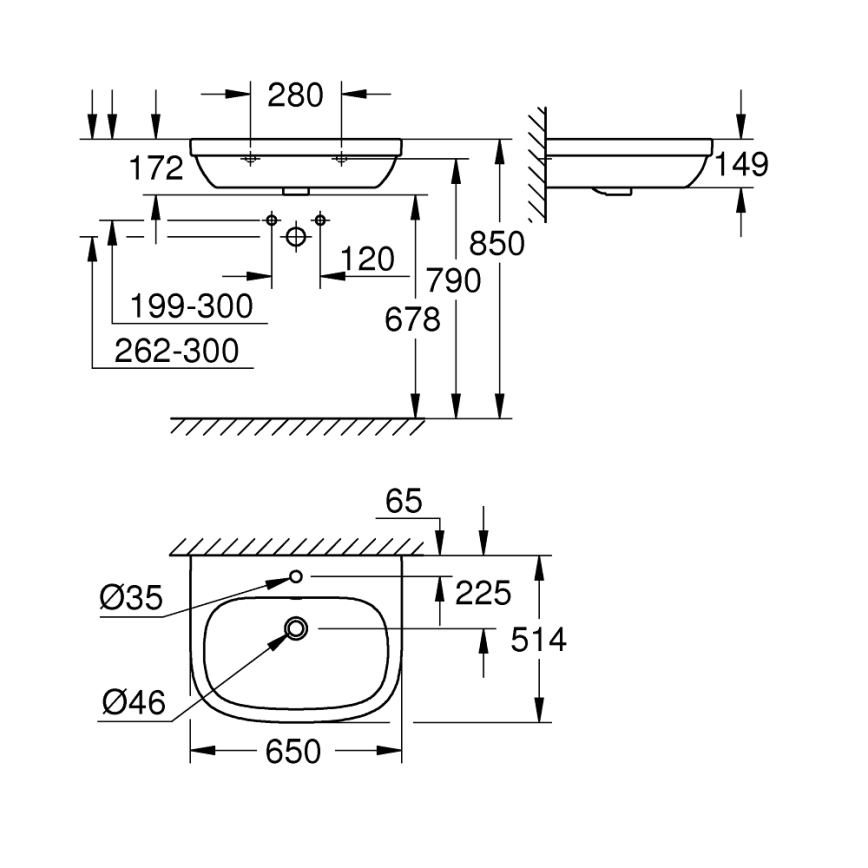 GROHE 39323000 - Praustuvė EURO CERAMIC 650 × 514 mm keramika/balta