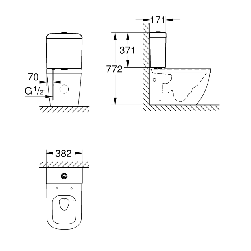 GROHE 39332000 - Tualeto bakelis EURO CERAMIC 385 × 170 × 370 mm keramika/balta
