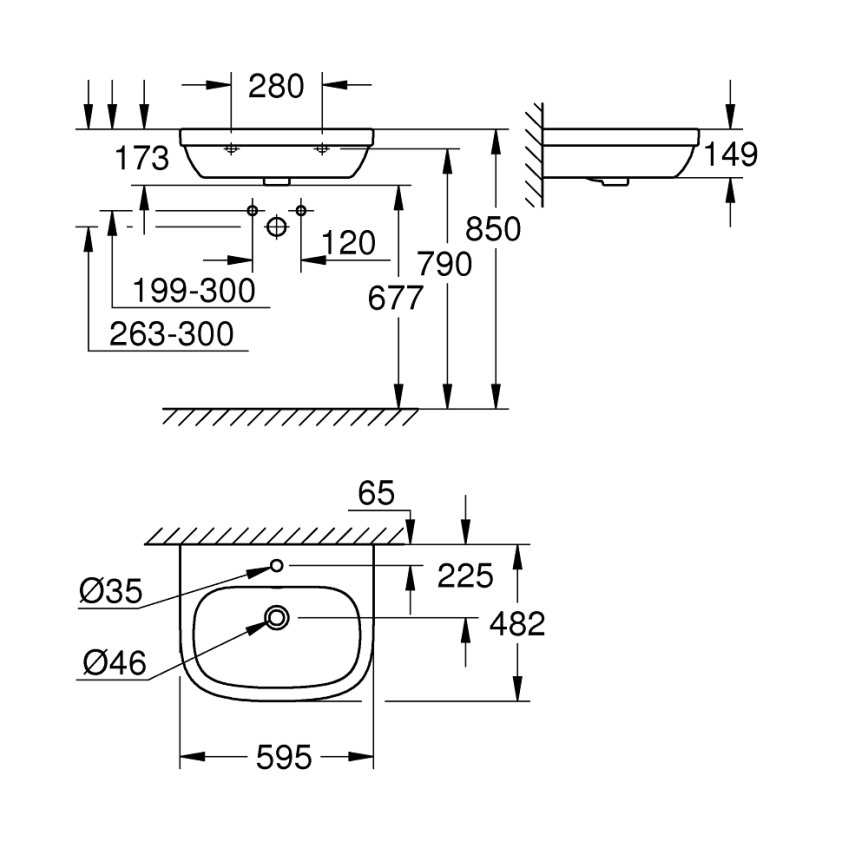 GROHE 39335000 - Praustuvas EURO CERAMIC 595 × 482 mm keramika/balta