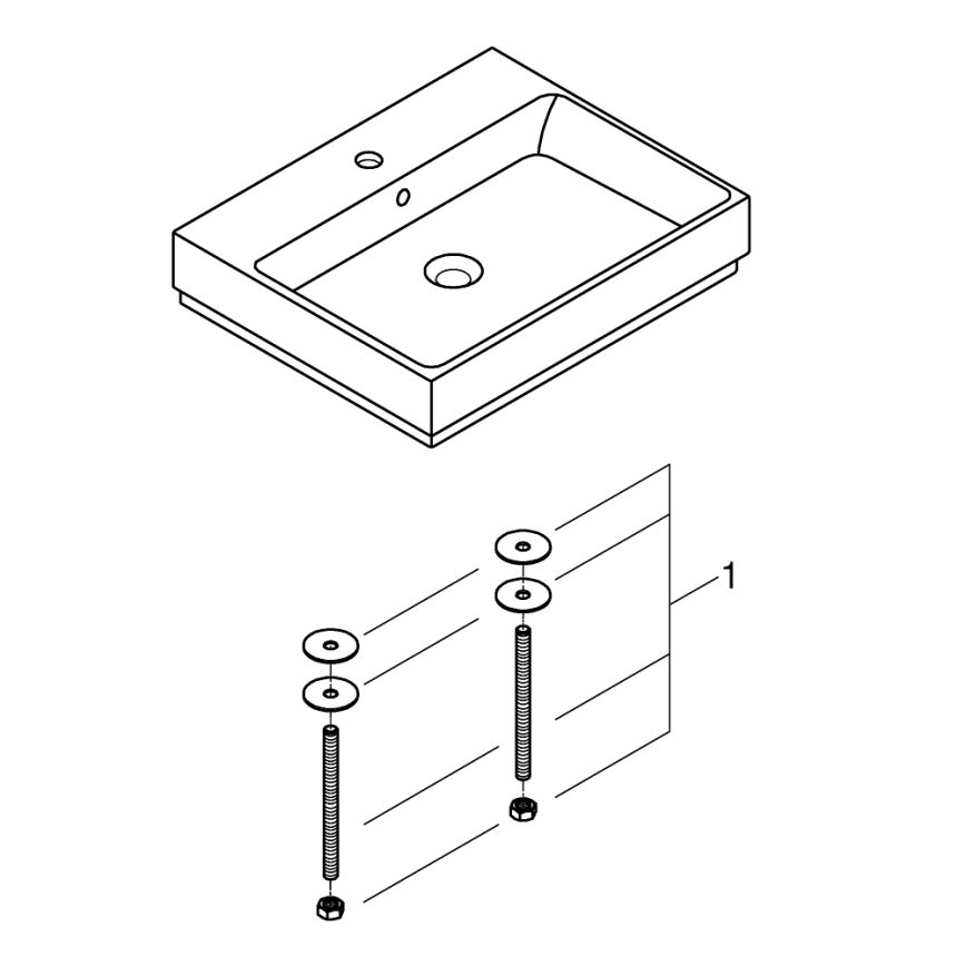 GROHE 3947700H - Praustuvas CUBE CERAMIC 600 × 490 mm keramika/balta