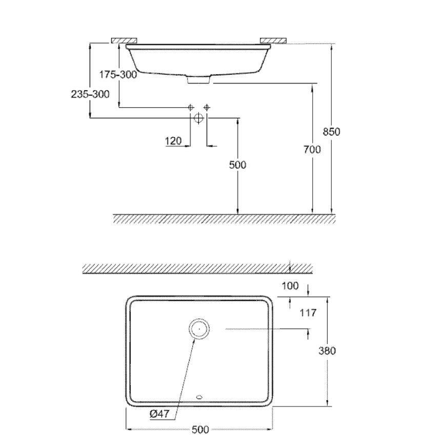 GROHE 3948000H - Praustuvas CUBE CERAMIC 492 × 370 mm keramika/balta