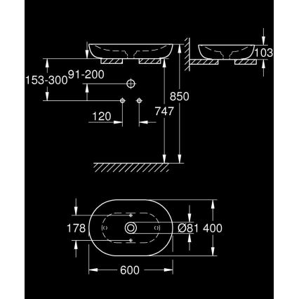 GROHE 3960800H - Praustuvas ant stalviršio ESSENCE 600 × 400 mm keramika/balta
