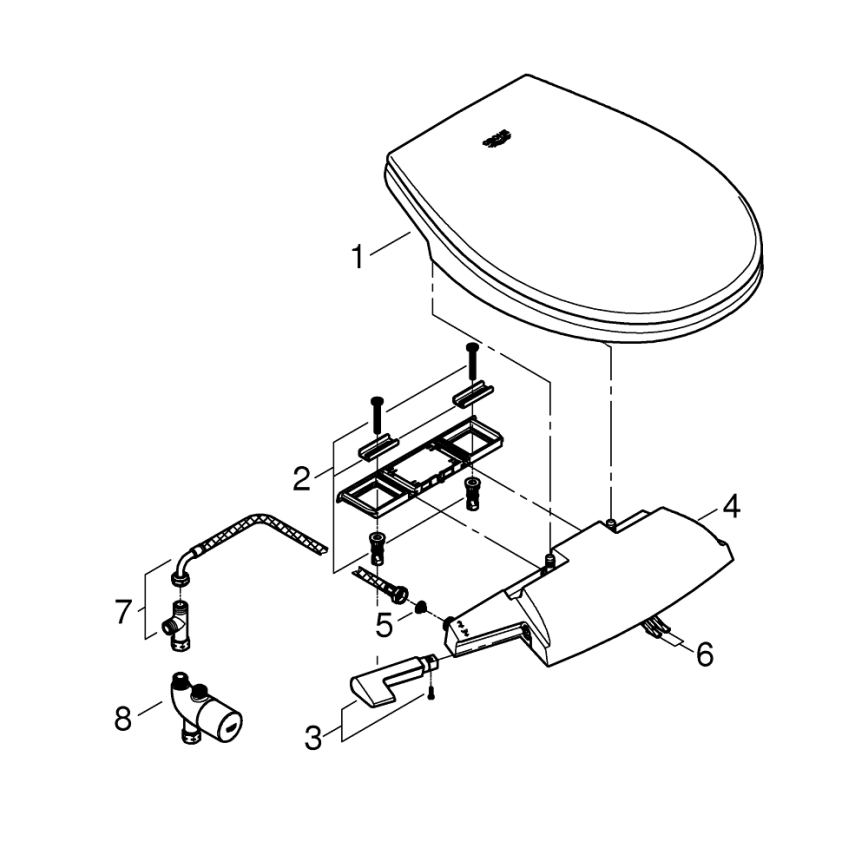 GROHE 39648SH0 - Rankinė bidetinė sėdynė BAU CERAMIC, Duro balta