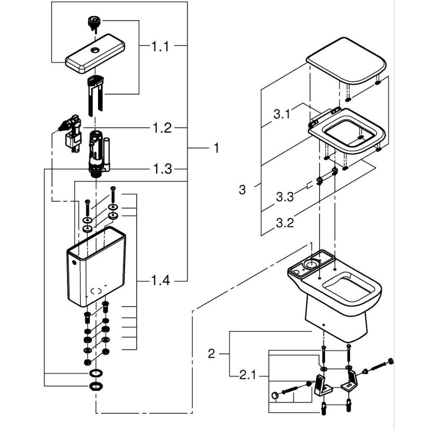 GROHE 39814000 - WC kombinuotas rinkinys START EDGE 825 × 557 × 384 mm keramika/duro balta