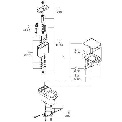GROHE 39951000 - WC komplektas START EDGE 384 × 668 mm keramika/balta