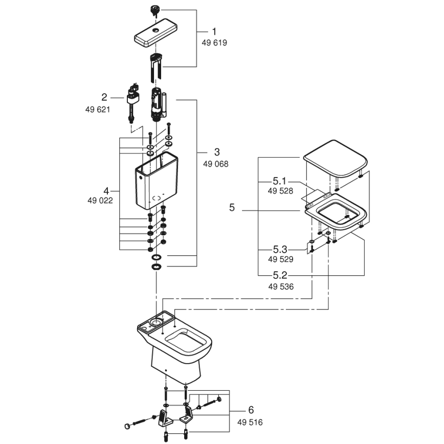 GROHE 39951000 - WC komplektas START EDGE 384 × 668 mm keramika/balta