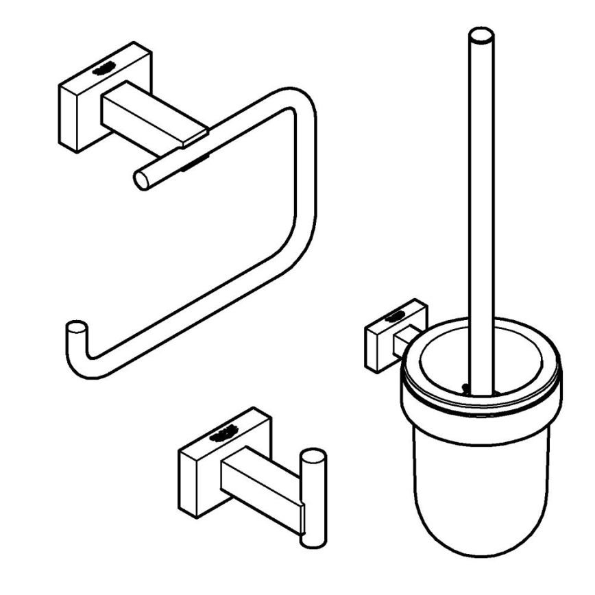 GROHE 40757001 - ESSENTIALS CUBE aksesuarų rinkinys, blizgus chromas