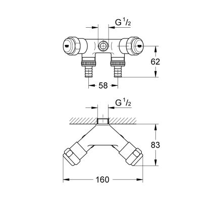 GROHE 41020000 - Dvigubas vožtuvas EGGEMANN 12” blizgus chromas