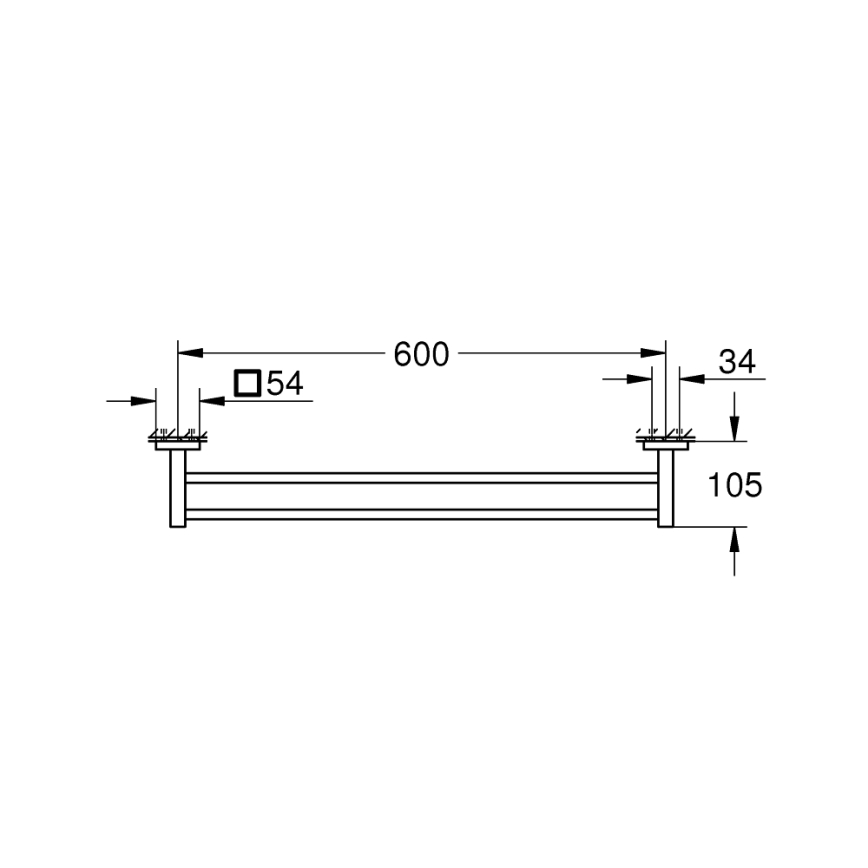 GROHE 41104DC0 - Dvigubas rankšluosčių laikiklis QUICKFIX START CUBE, 654 mm, iš nerūdijančio plieno