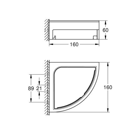 GROHE 411062430 - Kampinė dušo lentyna ESSENTIALS 250 × 250 mm juoda