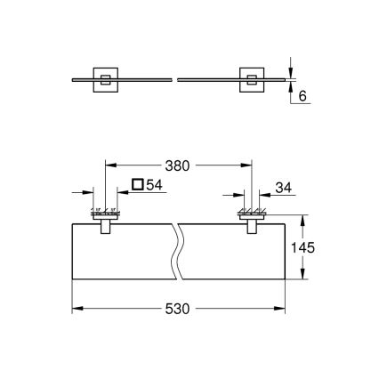 GROHE 41109000 - Stiklinė lentynėlė START CUBE 530 mm blizgus chromas