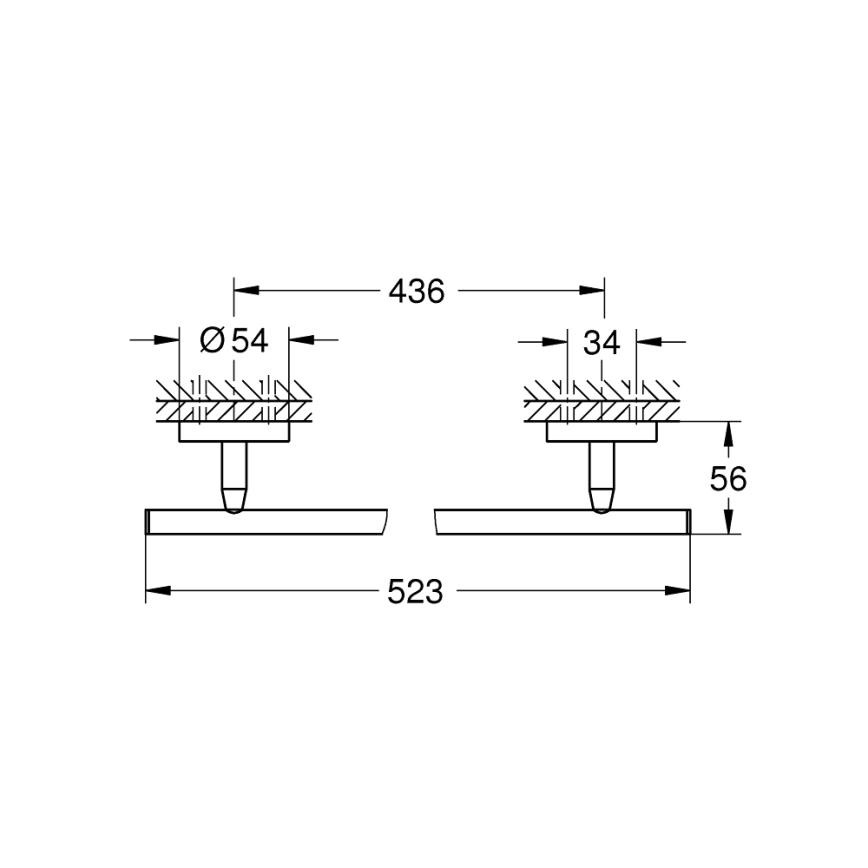 GROHE 41166000 - 522 mm rankšluosčių laikiklis, blizgus chromas