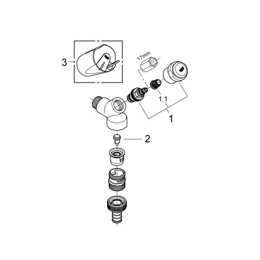 GROHE 41190000 - DN 15 kombinuota armatūra, blizgus chromas