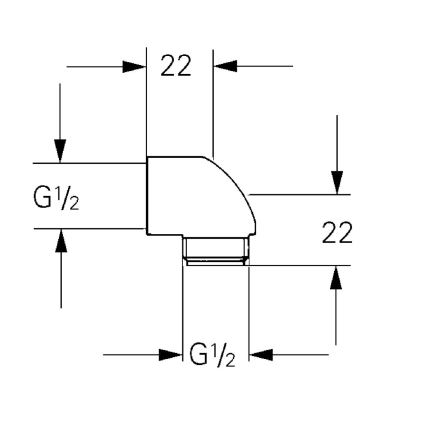GROHE 45304000 - Dušo alkūnė DN 15 × DN 15 blizgus chromas