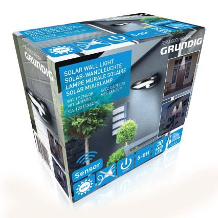 Grundig - Rinkinys 2x LED saulės sieninis šviestuvas su judesio ir sutemų jutikliu LED/3,2V 600 mAh