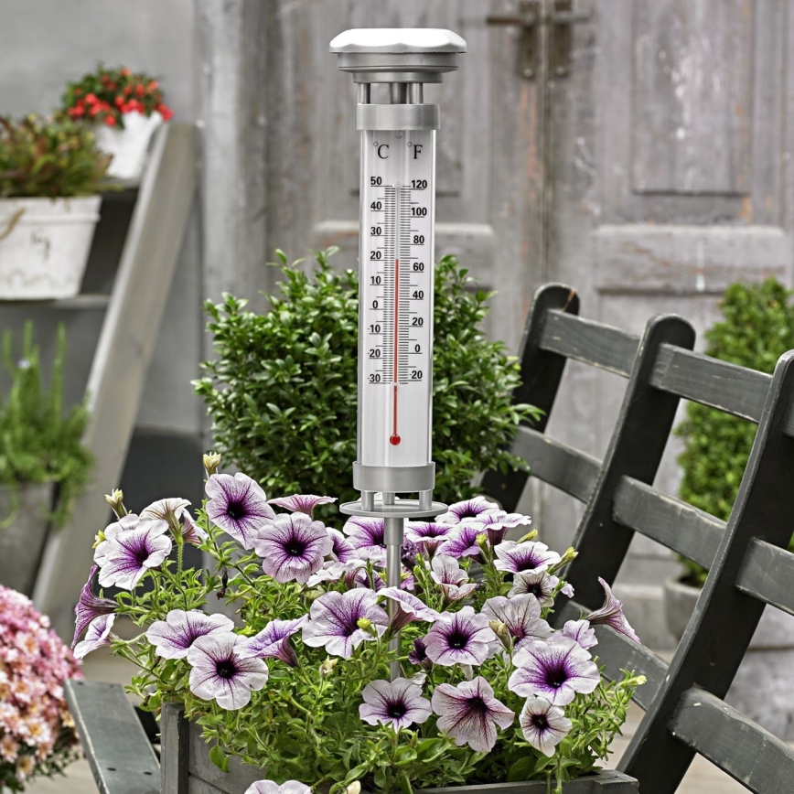 Grundig 89640 - LED saulės lempa su termometru LED/1,2V 600 mAh IP44