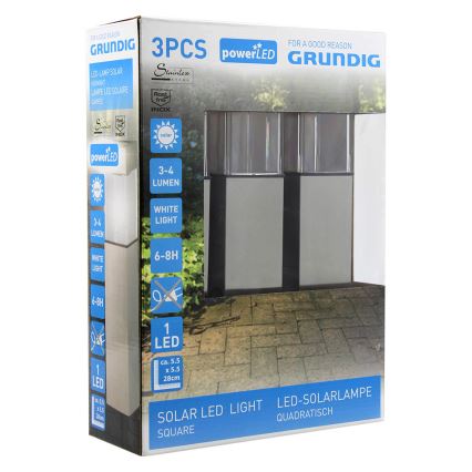 Grundig 90048 - KOMPLEKTAS 3x Saulės energija įkraunama elektros lemputė LED/5,5x28cm 1xAAA 600 mAh