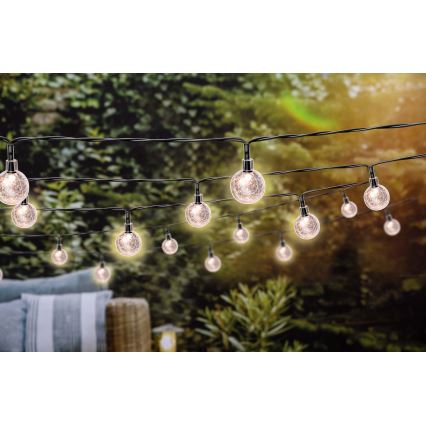 Grundig - LED reguliuojamo ryškumo saulės girlianda, 50 LED / 8 funkcijos, 9,35 m, šiltai balta, 1200 mAh, IP44 + nuotolinio valdymo pultelis