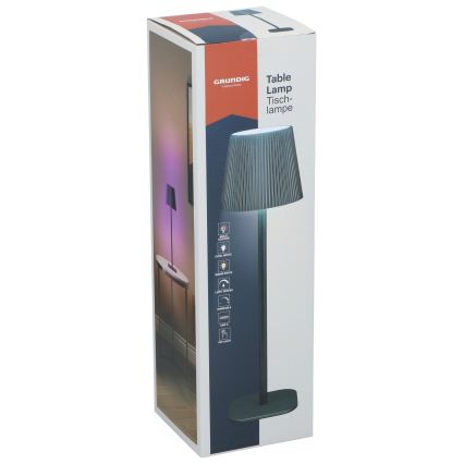 Grundig - jutiklinė, reguliuojamo ryškumo RGB LED stalinė lempa, 5V/1200 mAh