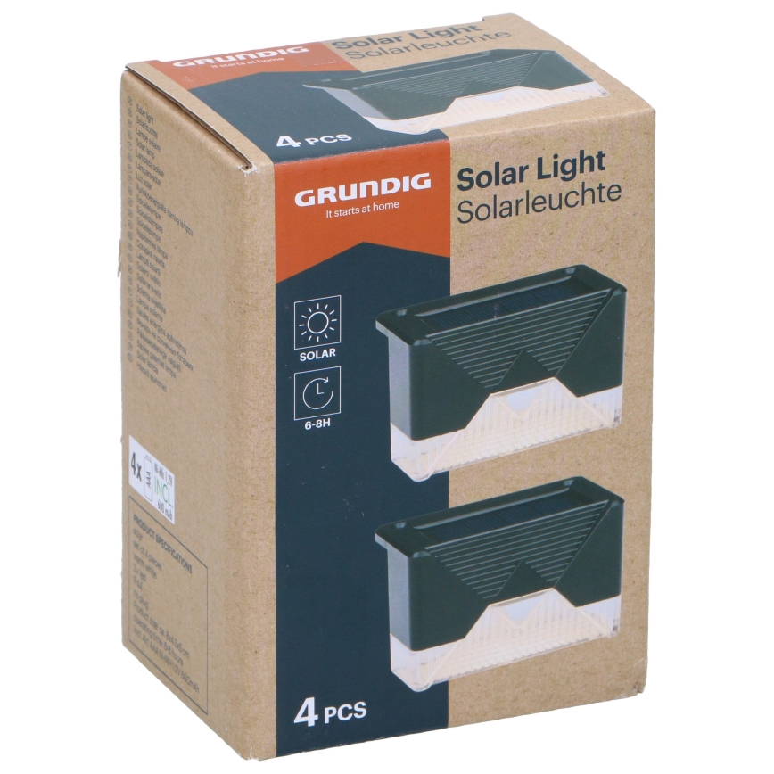 Grundig - KOMPLEKTAS 4x LED sieninis šviestuvas, įkraunamas saulės energija LED/1,2V IP44