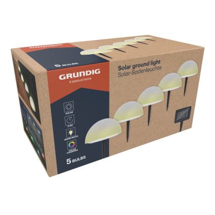 Grundig - KOMPLEKTAS 5x LED RGBW Saulės energija įkraunamas šviestuvas LED/3,2V IP44