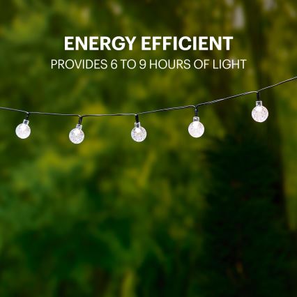 Grundig - LED grandinė, įkraunama saulės šviesa 50xLED/8 funkcijos 6,9m šilta balta