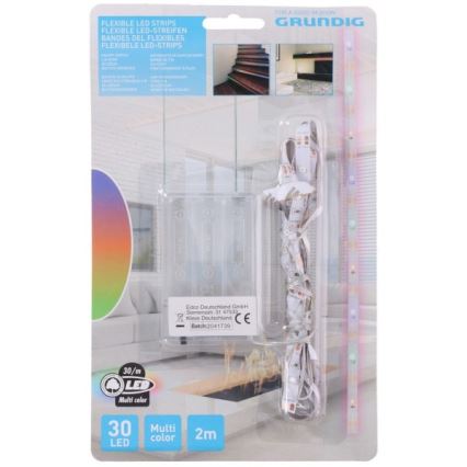 Grundig - LED juosta 2m LED/3xAA daugiaspalvis