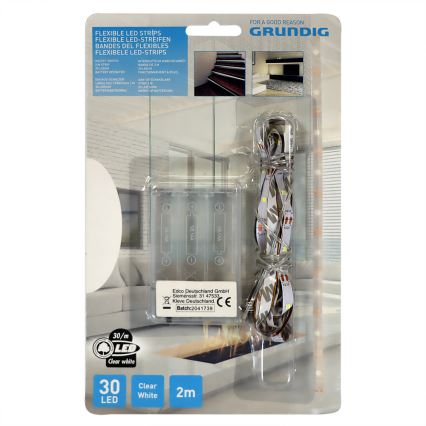 Grundig - LED juosta 2m LED/3xAA dienos šviesos balta