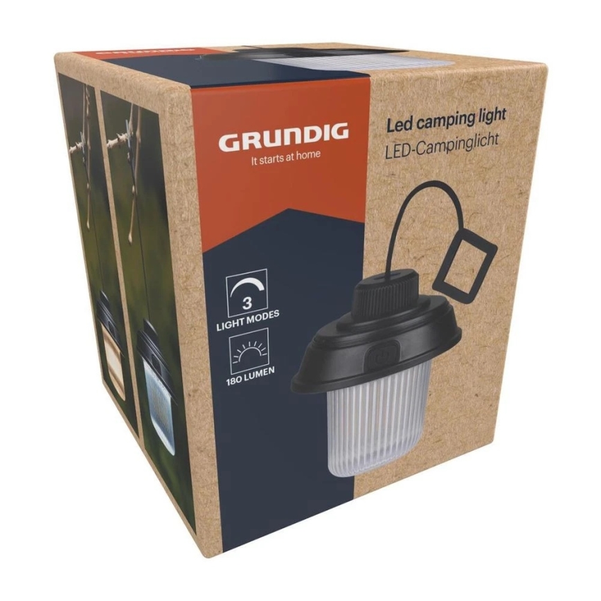 Grundig - LED kempingo žibintas LED/3xAA 3000/4500/6000K IP44 juodas