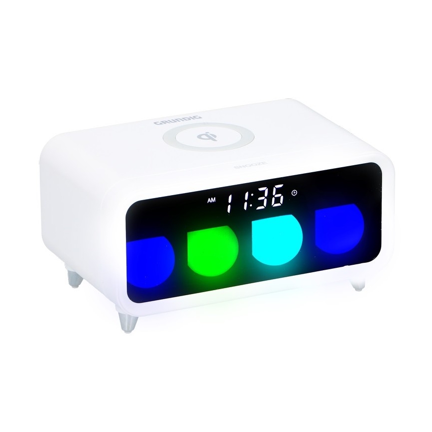 Grundig - LED Reguliuojama naktinė lempa su žadintuvu ir belaidžiu įkrovimu LED/5W/230V