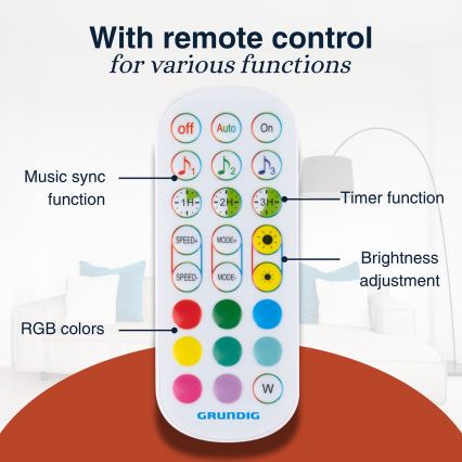 Grundig - LED RGBW dimeriuojamas toršeras LED/6W/230V + nuotolinis valdymas