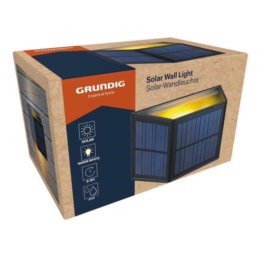 Grundig - LED saulės lauko sieninis šviestuvas LED/3,7V 1800 mAh IP44