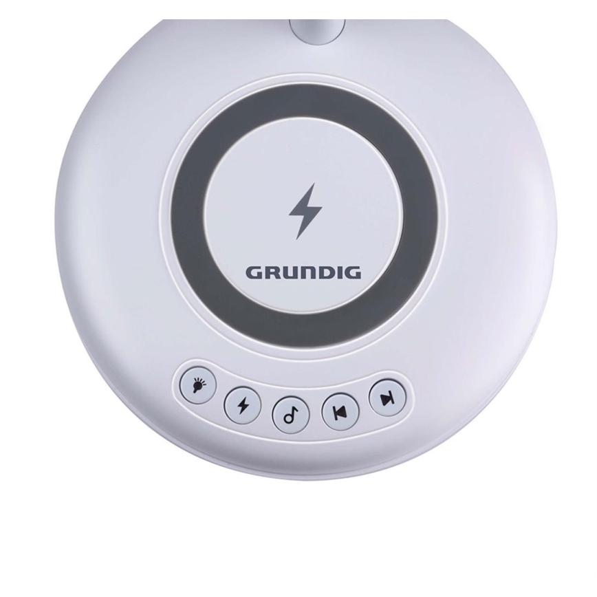 Grundig - LED stalinis šviestuvas su belaidžiu įkrovimu ir garsiakalbiu 3 viename LED/15W/5V
