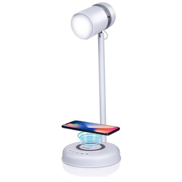 Grundig - LED stalinis šviestuvas su belaidžiu įkrovimu ir garsiakalbiu 3 viename LED/15W/5V