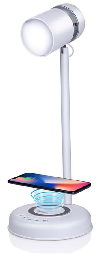 Grundig - LED stalinis šviestuvas su belaidžiu įkrovimu ir garsiakalbiu 3 viename LED/15W/5V