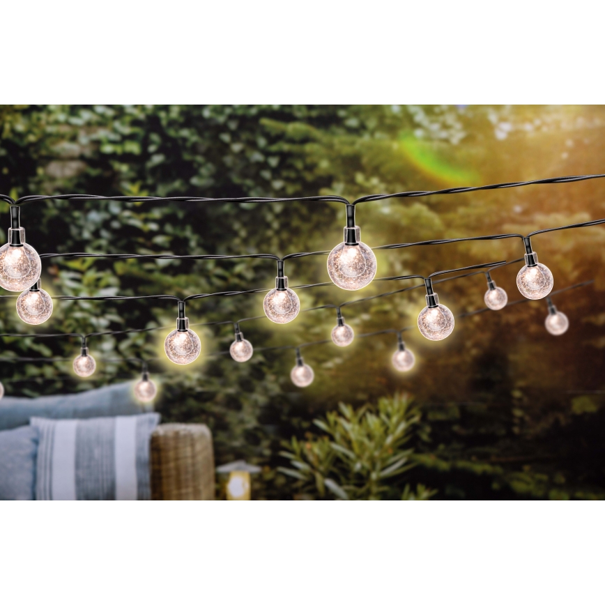 Grundig - LED šviesos reguliavimas saulės grandinė 50xLED/8 funkcijos 9,35m IP44 šilta balta + nuotolinio valdymo pultas