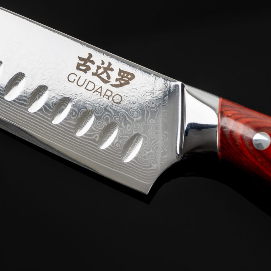 Gudaro - 5 vnt. Damasko plieno virtuvinių peilių rinkinys KENSHO + magnetinis laikiklis