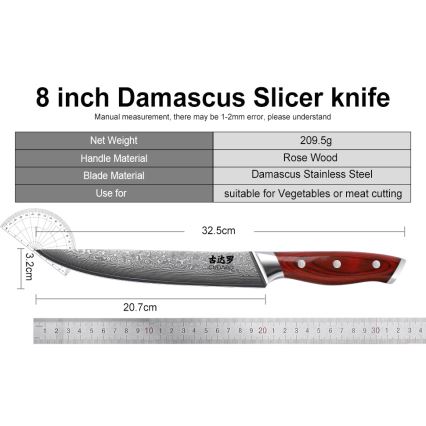 Gudaro - 7 dalių KENSHO virtuvinių peilių rinkinys su stovu, akacijos mediena