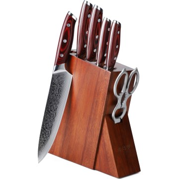 Gudaro - 7 vnt. virtuvinių peilių rinkinys su KENSHO stovu, akacijos medienos