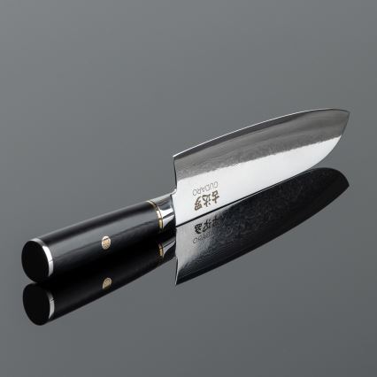 Gudaro - Santoku damasko plieno virtuvinis peilis AKIRO 7, 67 sluoksnių plieno, ašmenų ilgis 17,5 cm, juodas