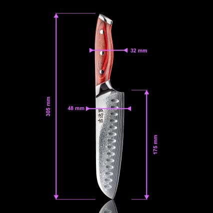 Gudaro - Damasikinis Santoku virtuvinis peilis KENSHO 7, 67 plieno sluoksnių, ilgis 17,5 cm