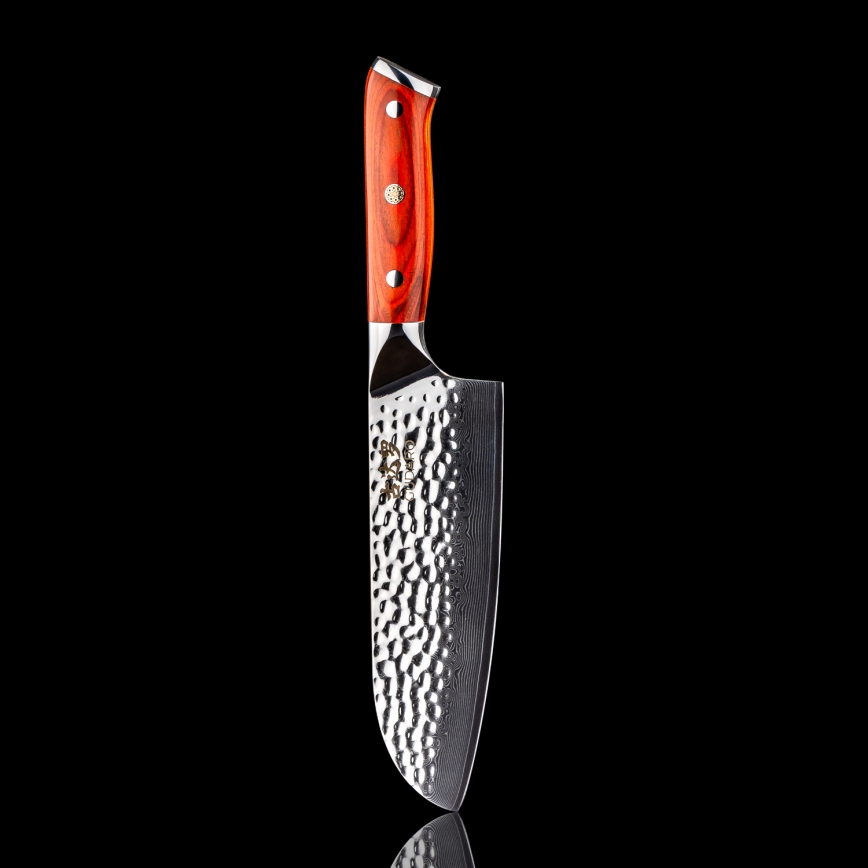 Gudaro - Damasko plieno Santoku virtuvinis peilis MIYABI 7, 67 plieno sluoksnių, ilgis 17,5 cm